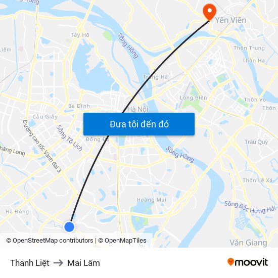 Thanh Liệt to Mai Lâm map