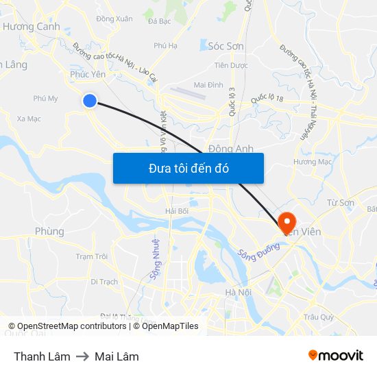 Thanh Lâm to Mai Lâm map