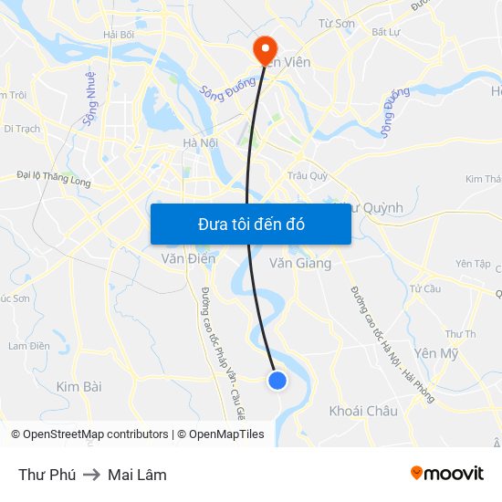 Thư Phú to Mai Lâm map