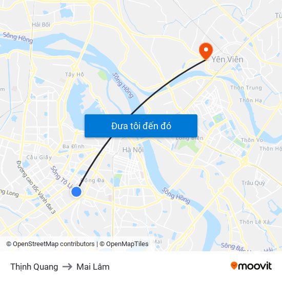 Thịnh Quang to Mai Lâm map