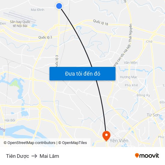 Tiên Dược to Mai Lâm map