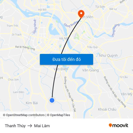 Thanh Thùy to Mai Lâm map
