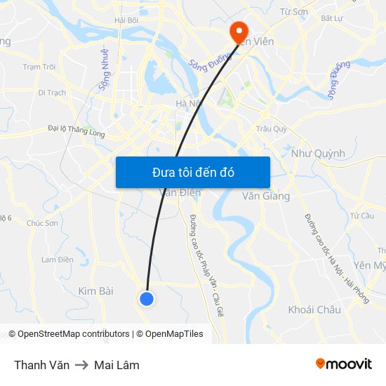 Thanh Văn to Mai Lâm map