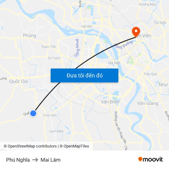 Phú Nghĩa to Mai Lâm map