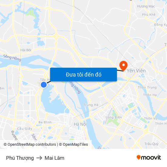 Phú Thượng to Mai Lâm map