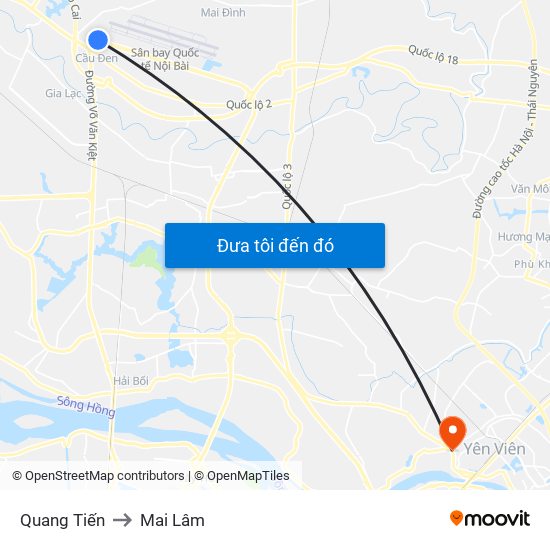 Quang Tiến to Mai Lâm map