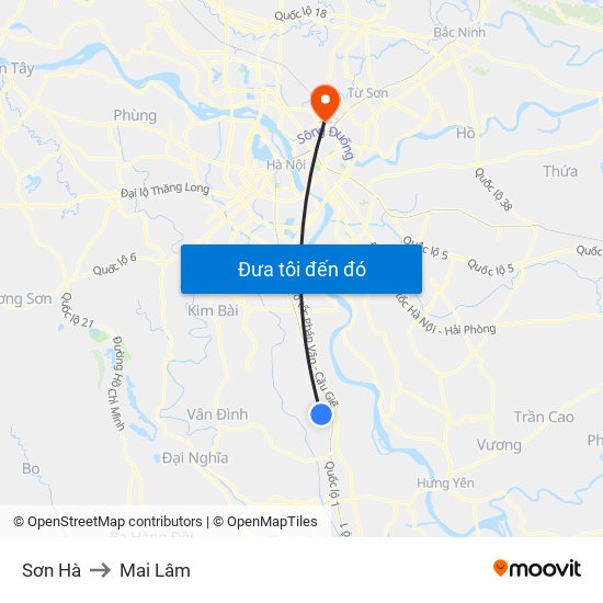 Sơn Hà to Mai Lâm map