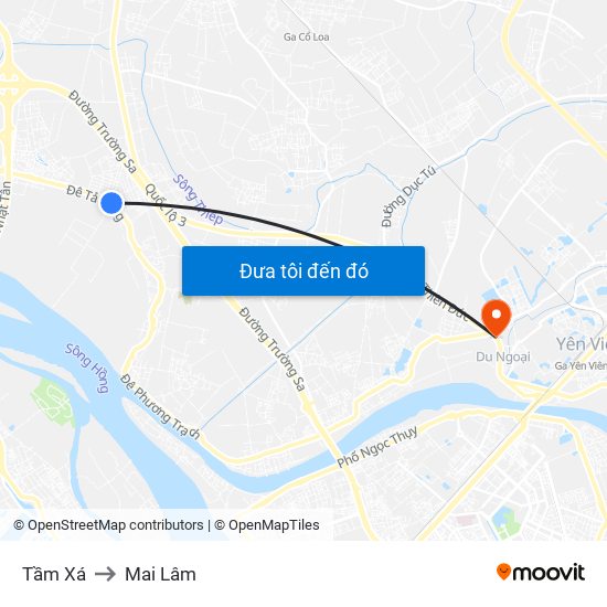 Tầm Xá to Mai Lâm map