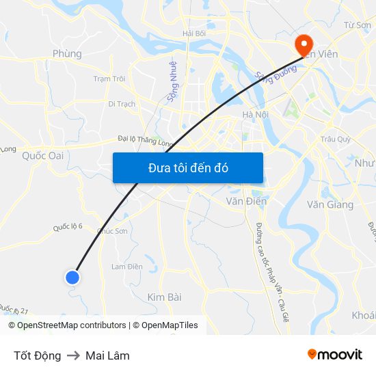 Tốt Động to Mai Lâm map