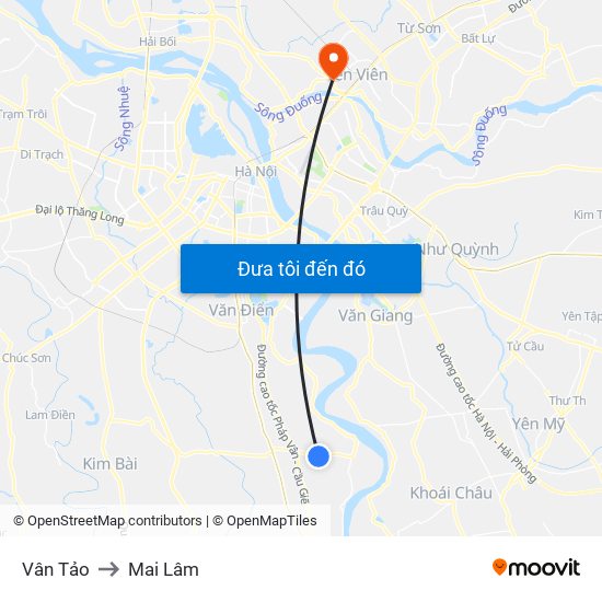 Vân Tảo to Mai Lâm map