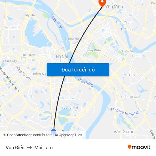 Văn Điển to Mai Lâm map