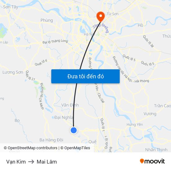 Vạn Kim to Mai Lâm map