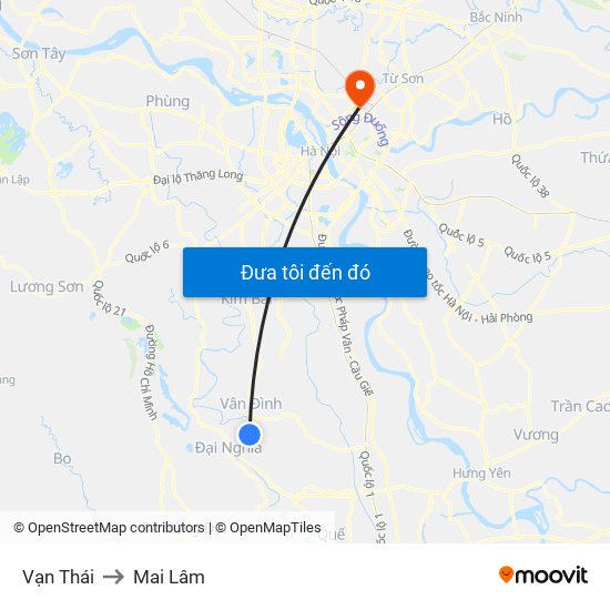 Vạn Thái to Mai Lâm map