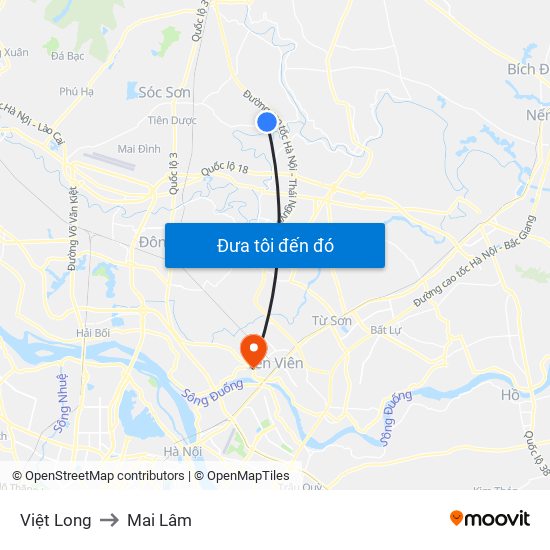 Việt Long to Mai Lâm map