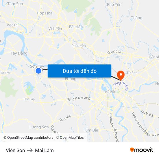 Viên Sơn to Mai Lâm map