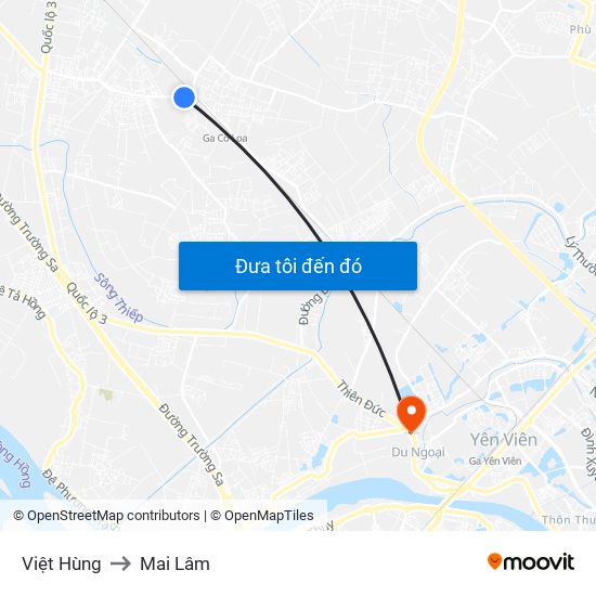 Việt Hùng to Mai Lâm map