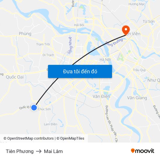 Tiên Phương to Mai Lâm map