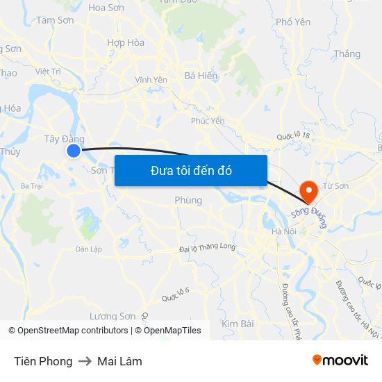 Tiên Phong to Mai Lâm map