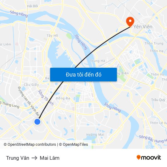 Trung Văn to Mai Lâm map