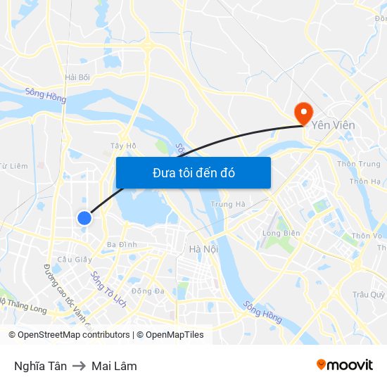 Nghĩa Tân to Mai Lâm map