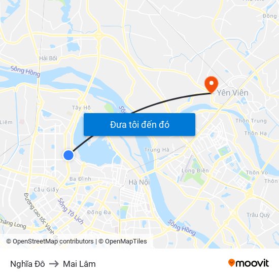 Nghĩa Đô to Mai Lâm map