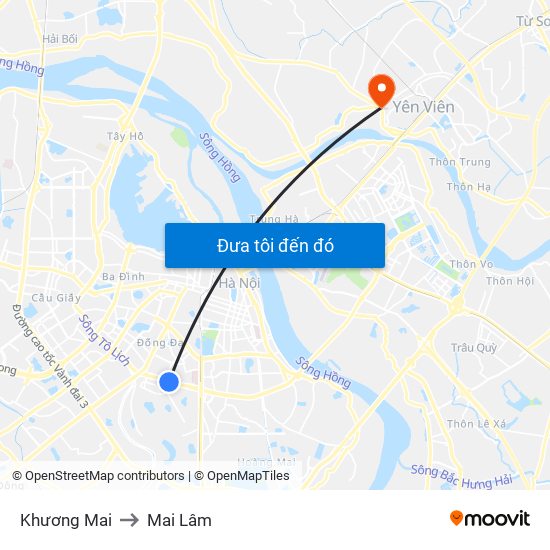 Khương Mai to Mai Lâm map