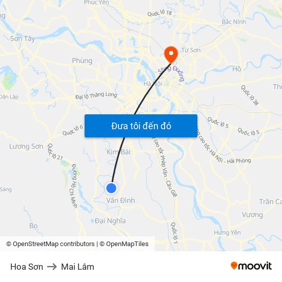 Hoa Sơn to Mai Lâm map