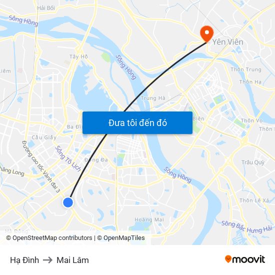 Hạ Đình to Mai Lâm map