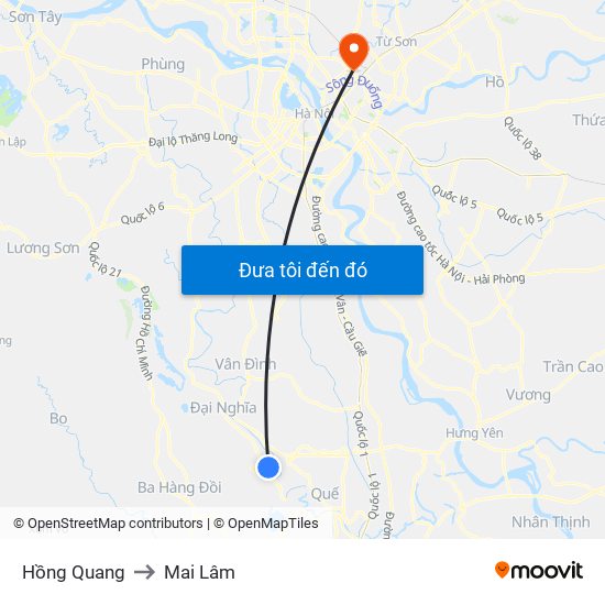 Hồng Quang to Mai Lâm map