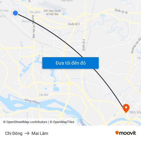 Chi Đông to Mai Lâm map