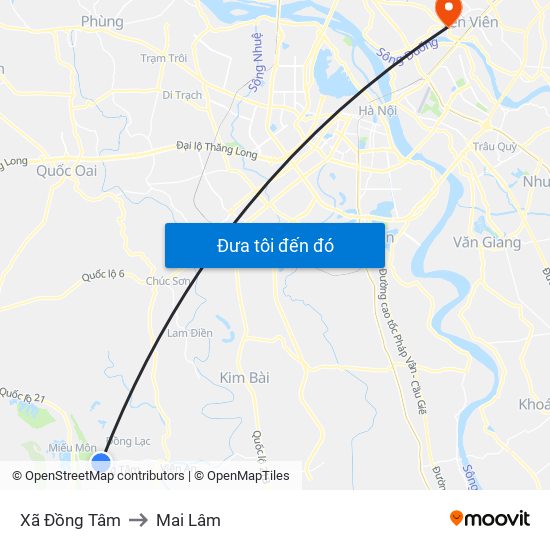 Xã Đồng Tâm to Mai Lâm map