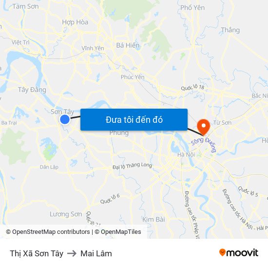 Thị Xã Sơn Tây to Mai Lâm map