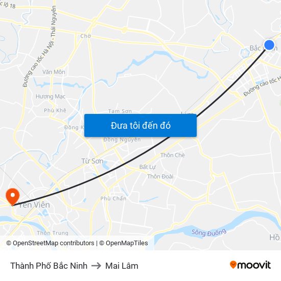 Thành Phố Bắc Ninh to Mai Lâm map