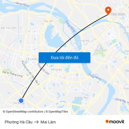 Phường Hà Cầu to Mai Lâm map