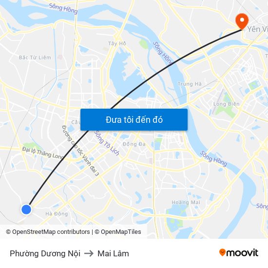 Phường Dương Nội to Mai Lâm map