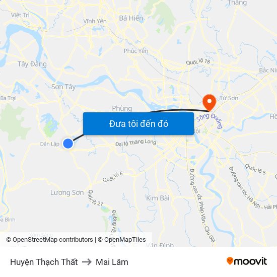 Huyện Thạch Thất to Mai Lâm map