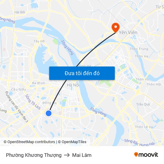 Phường Khương Thượng to Mai Lâm map