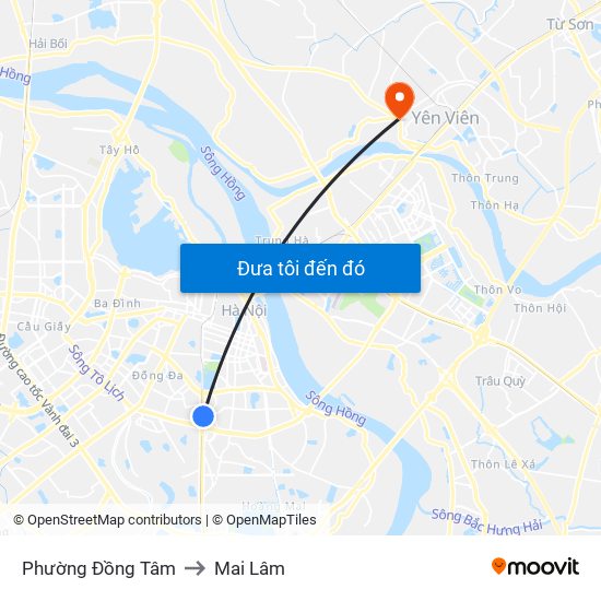 Phường Đồng Tâm to Mai Lâm map