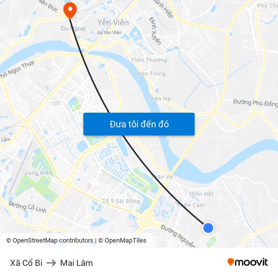 Xã Cổ Bi to Mai Lâm map