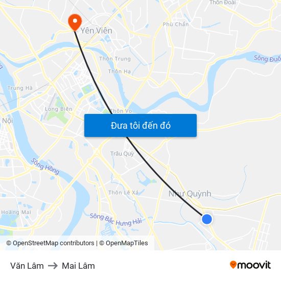 Văn Lâm to Mai Lâm map