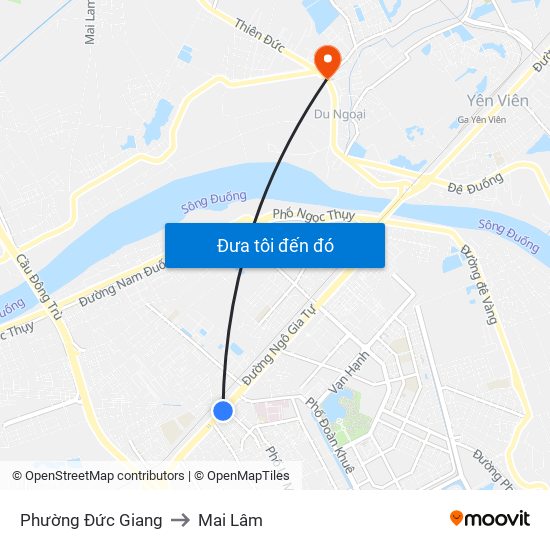 Phường Đức Giang to Mai Lâm map