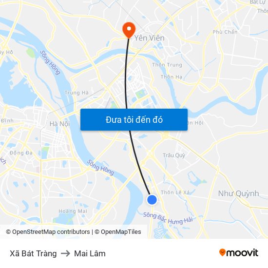 Xã Bát Tràng to Mai Lâm map