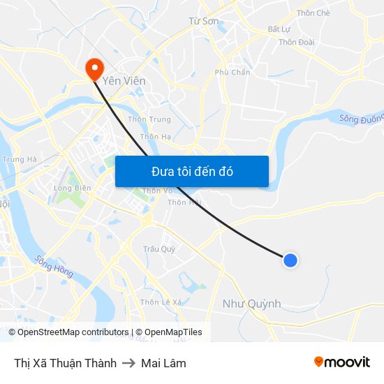 Thị Xã Thuận Thành to Mai Lâm map
