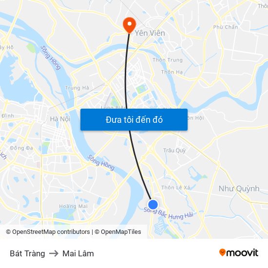 Bát Tràng to Mai Lâm map