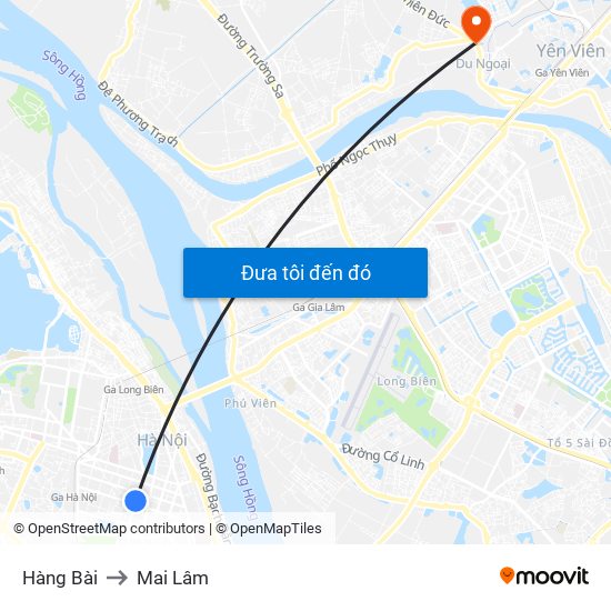 Hàng Bài to Mai Lâm map