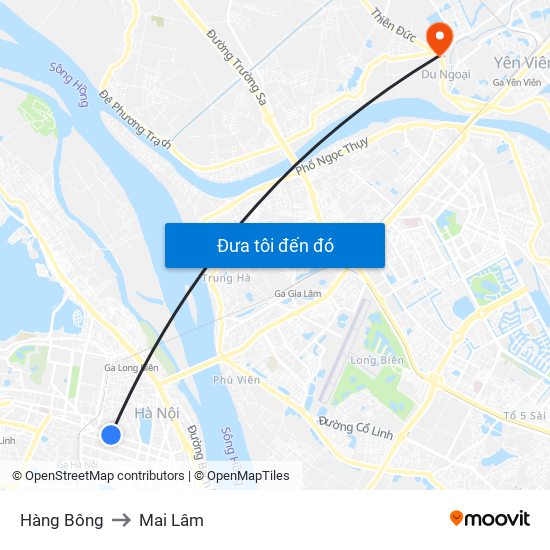 Hàng Bông to Mai Lâm map