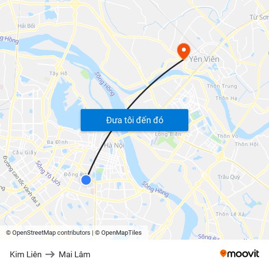 Kim Liên to Mai Lâm map