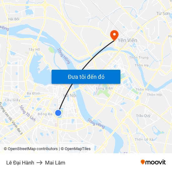 Lê Đại Hành to Mai Lâm map