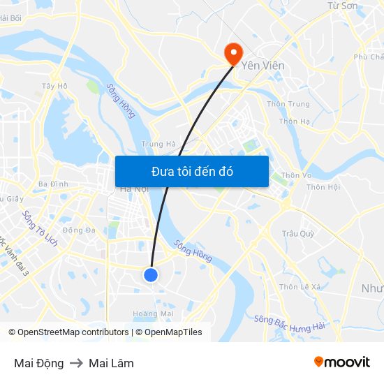 Mai Động to Mai Lâm map