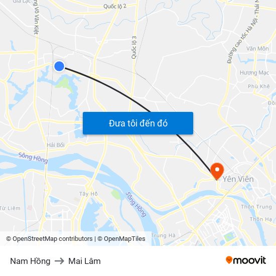 Nam Hồng to Mai Lâm map